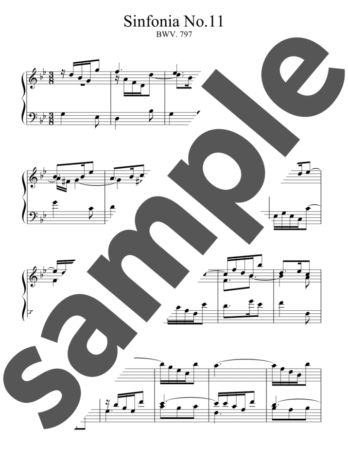 シンフォニア第11番」のピアノ楽譜 / J.S.Bach（ソロ / 中上級