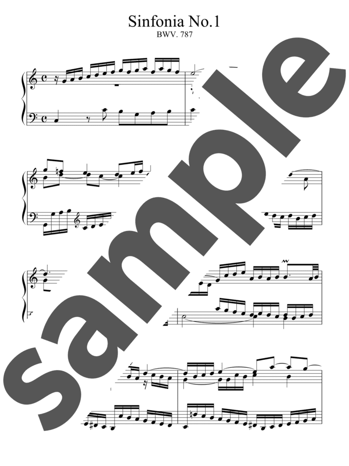 シンフォニア第1番」のピアノ楽譜 / J.S.Bach（ソロ / 中上級） - 電子 