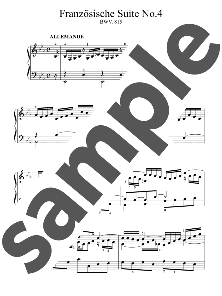 フランス組曲 第2番 ハ短調 BWV.813 」のピアノ楽譜 / J.S.Bach（ソロ / 中上級） - 電子楽譜カノン