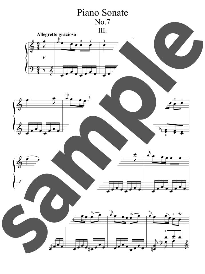 ピアノ・ソナタ 第8番 イ短調 第2楽章」のピアノ楽譜 / W.A.Mozart 