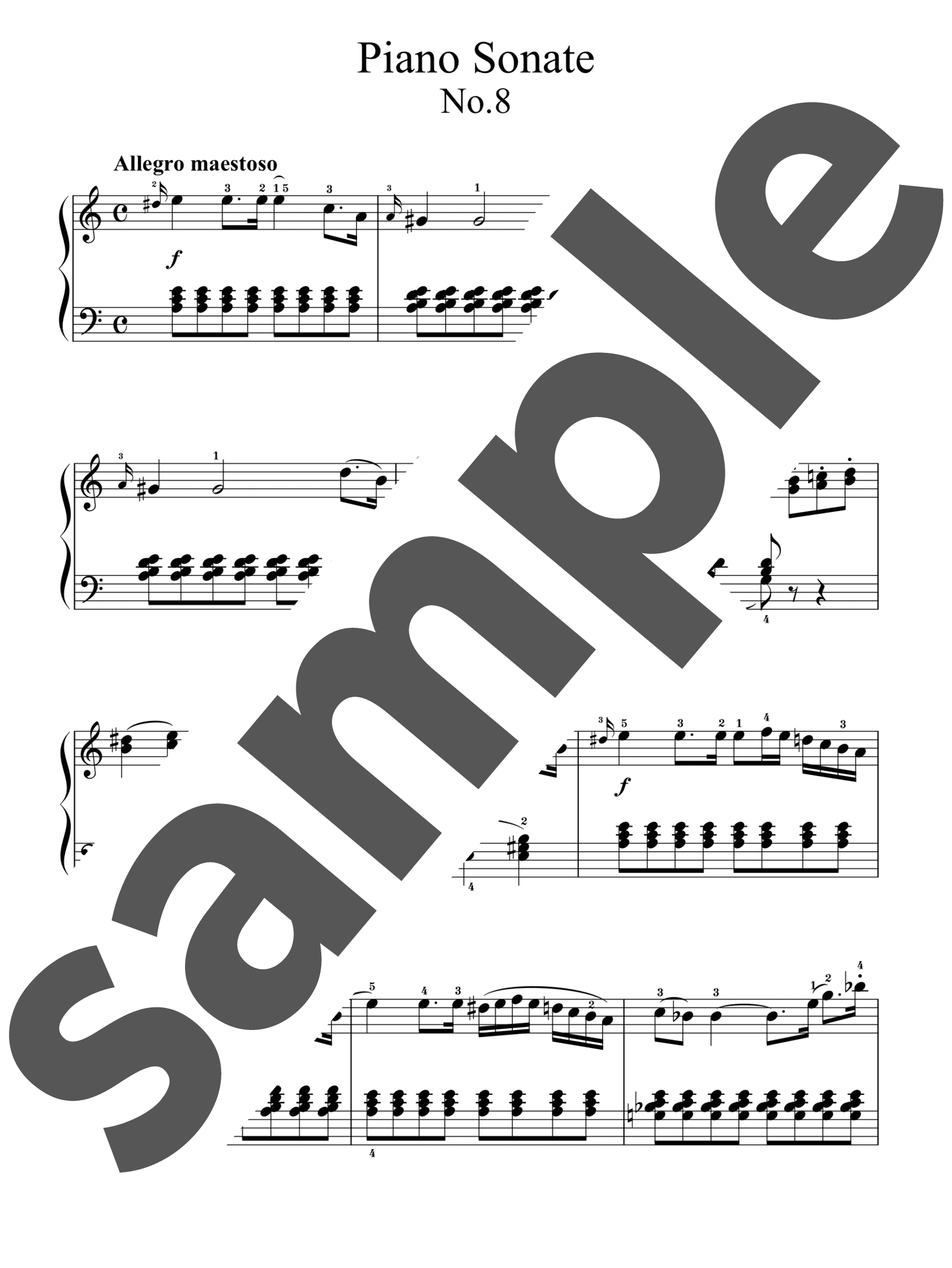 「ピアノ・ソナタ 第8番 イ短調 第1楽章 / W.A.Mozart」（中上級・ピアノ）のサンプル楽譜