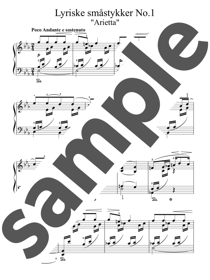 抒情小曲集」よりアリエッタ」のピアノ楽譜 / E.H.Grieg（ソロ / 中級） - 電子楽譜カノン