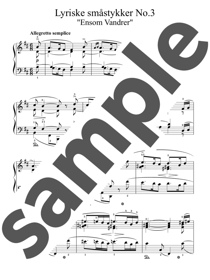 抒情小曲集」より夜警の歌」のピアノ楽譜 / E.H.Grieg（ソロ / 中級 