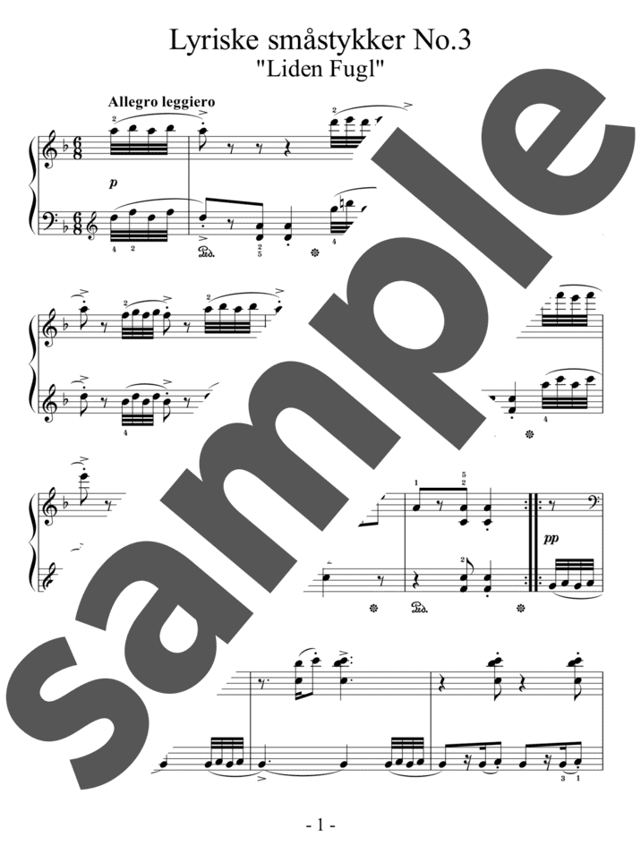 抒情小曲集」より小鳥」のピアノ楽譜 / E.H.Grieg（ソロ / 中上級 