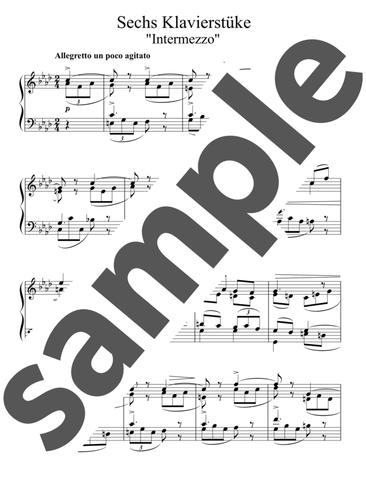 6つの小品より 第5番 ロマンス ヘ長調」のピアノ楽譜 / J.Brahms（ソロ / 中上級） - 電子楽譜カノン