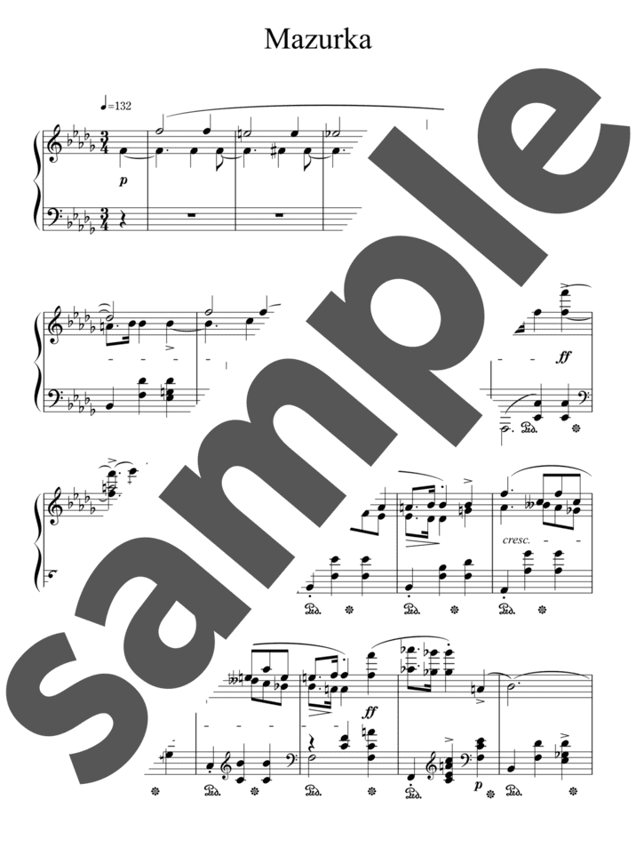 マズルカ 第17番 変ロ短調」のピアノ楽譜 / F.Chopin（ソロ / 上級） - 電子楽譜カノン