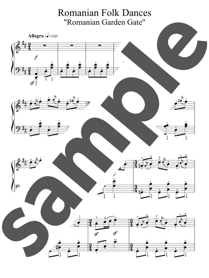6つのルーマニア民族舞曲」よりルーマニア風ポルカ」のピアノ楽譜 / BARTOK BELA（ソロ / 中上級） - 電子楽譜カノン