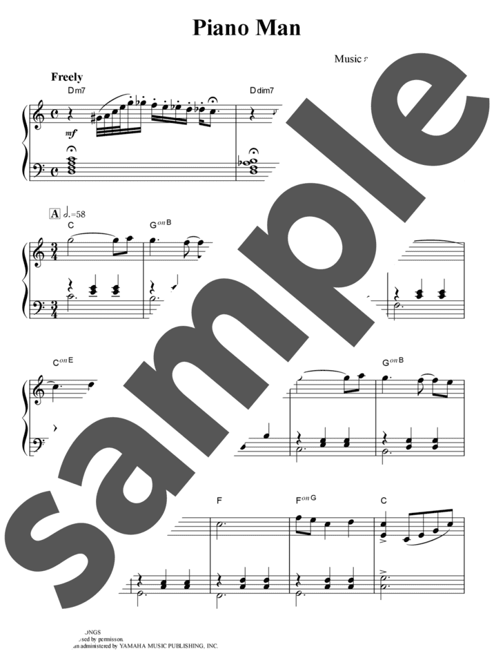 Piano Man」のピアノ楽譜 / Billy Joel（ソロ / 中級） - 電子楽譜カノン