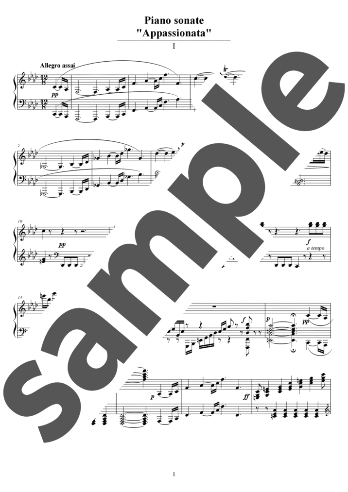 ピアノ楽譜】交響曲 第25番 第1楽章 / W.A.Mozart（ソロ / 上級）