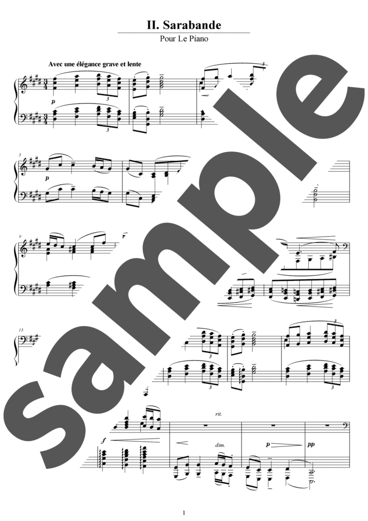 「ピアノのために」よりサラバンド（ソロ / 中上級）