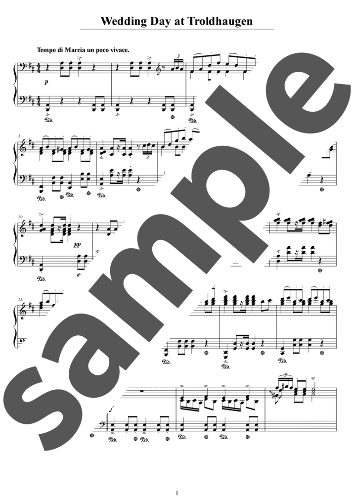「抒情小曲集」よりトロルドハウゲンの婚礼の日（ソロ / 中上級）