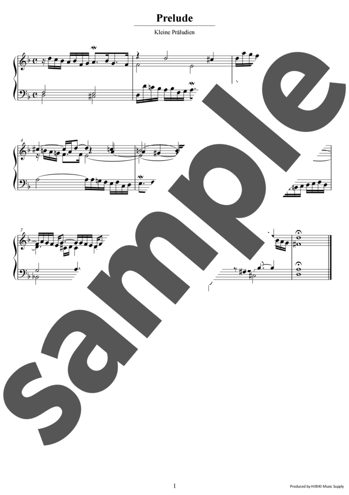 5つの小プレリュード 第2番 BWV940（ソロ / 初中級）