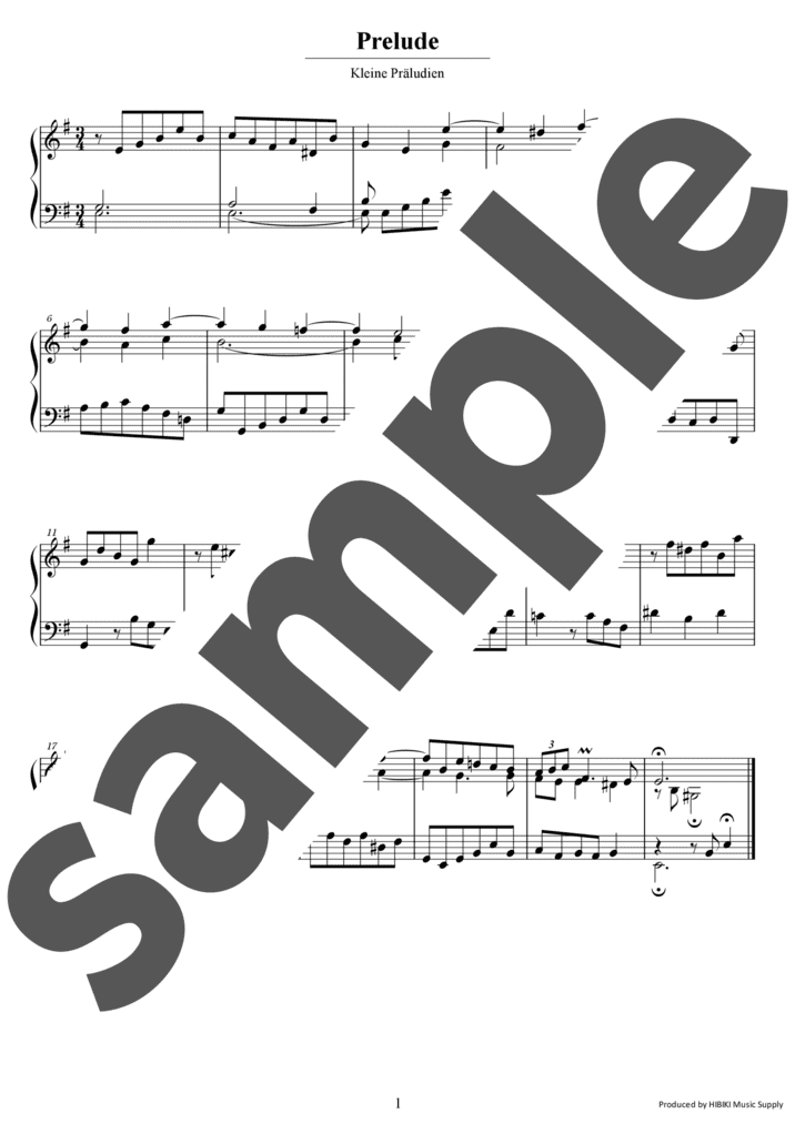 5つの小プレリュード 第3番 BWV941（ソロ / 初中級）